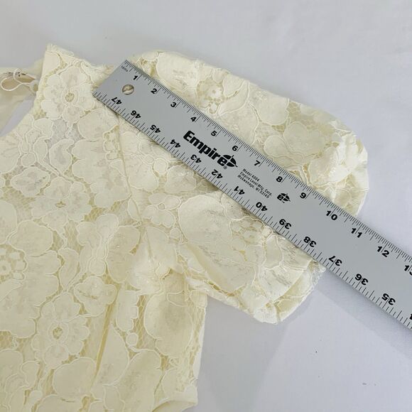 NWT WAYF Dress Plaza Mini Cutout Women M Ivory Lace Overlay Puff Bridal Wedding - Picture 11 of 12